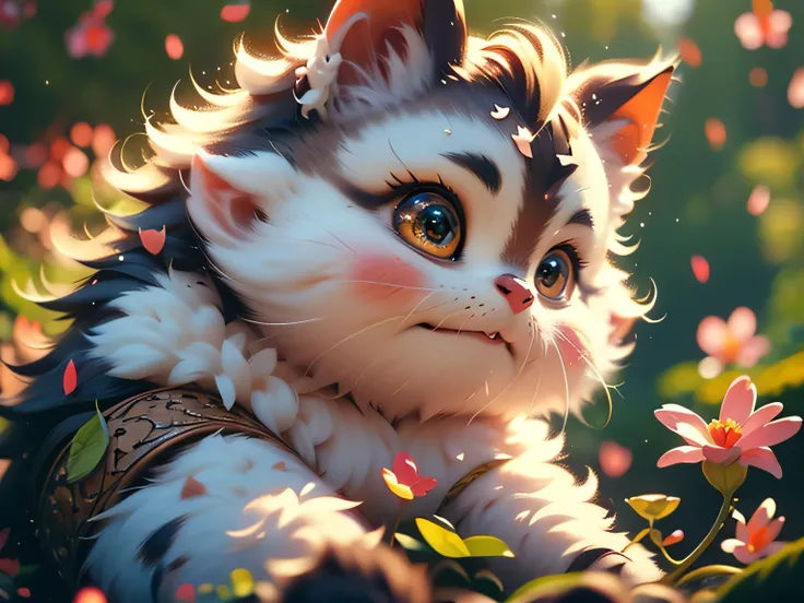 Magical Fantasy Creature, (Best Quality, Masterpiece, Representative Work, Official Art, Professional, Super Detailed, 8k:1.3), (Photorealism:1.2) Super Cute, Big Eyes, Soft, Soft Nose, Furry, Double Toothed Smile, Yeti on Mountain Background, Realistic, B...