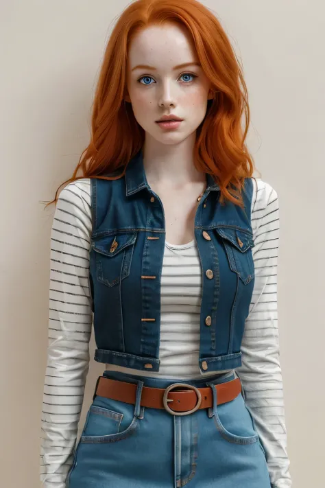 1girl in, age21, Madelaine Petsch, photo of perfect woman, 53", Solo, Aesthetic artwork, (irish  redhead, wavy ginger hair, shoulder length ginger hair:1.25), (some small freckles, pale skin, small breasts, B-cup, runners body, very thin waist, skinny, pet...