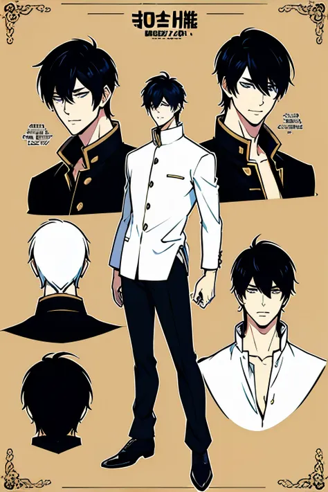 go eunhyuk from the webtoon called operation true love, concept art, character concept, handsome main character, gakuran, black ...