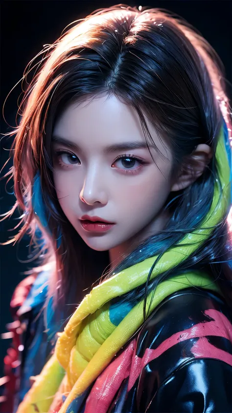 glow in the dark, paint splatter, Captivating psychedelic surreal neon amazing universe beautiful gorgeous women in a bright colorful neon light, Mark Ryden, Daniel Merriam, Bright neon colors in the style of Frank Frazetta and Boris Vallejov, fashion clot...