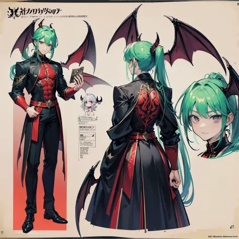 (Masterpiece, best quality), detailed, 1 man, ((character concept art)), ((character design sheet, same character, front, side, back)), full body, body complete, 1 Male demon, 1 Man demon, Detailed face, character design sheet，full bodyesbian, Highly detai...