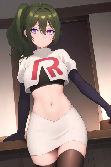 (masterpiece), best quality, high resolution, extremely detailed, detailed background, perfect lighting,ubel, medium hair, hair between eyes, green hair, side ponytail, (purple eyes:1.1), joyful eyes, cute pose, BREAK indoors, hot springs, BREAK looking at...