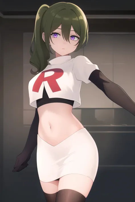 (masterpiece), best quality, high resolution, extremely detailed, detailed background, perfect lighting,ubel, medium hair, hair between eyes, green hair, side ponytail, (purple eyes:1.1), joyful eyes, cute pose, BREAK indoors, hot springs, BREAK looking at...