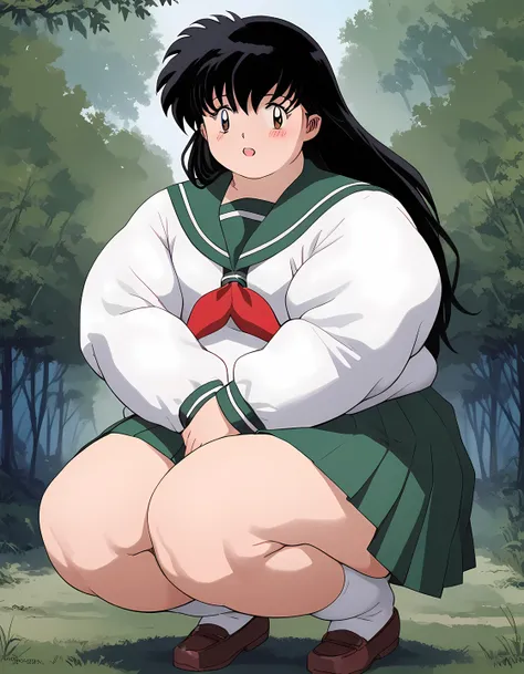 score_9, score_8_up, score_7_up, source_anime,
kagomehigurashi, kagome higurashi, long hair, black hair, retro artstyle, brown e...