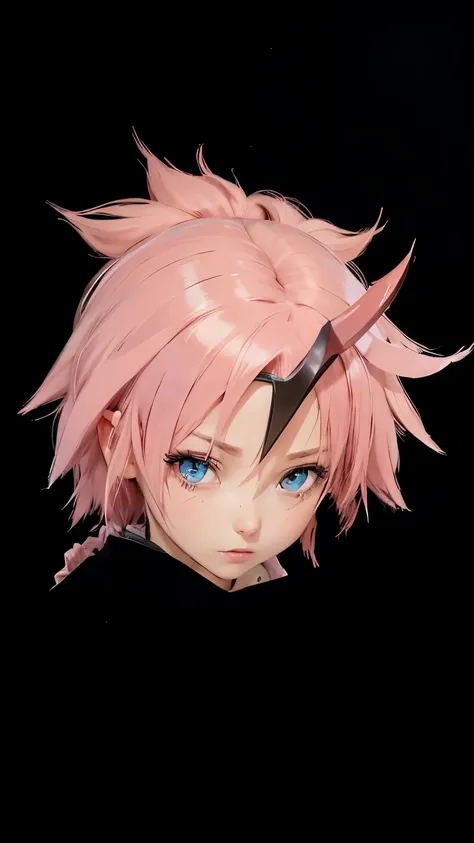 milim nava destroyer, a close up of a person with pink hair and blue eyes, haruno sakura, mika kurai demon, neferpitou, sakura haruno, cute girl with short pink hair, with pink hair, nobutaka ike, yayoi kasuma, ohararyu, tensei shitara slime datta ken, han...