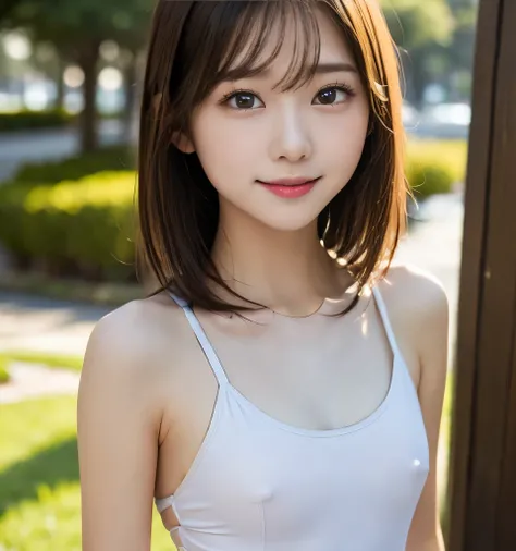  best quality、8k、  ultra high resolution、Clear Photo、Professional Lighting、( very cute girl、   pretty girl 、 Cute Yoda Yuki、The cutest in the world)、baby face、  small face、Round face、  Round Eyes、  very short hair:1.6、smile、( small breasts:1.4、 flat chest:...