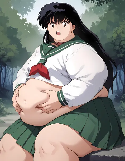 score_9, score_8_up, score_7_up, source_anime,
kagomehigurashi, kagome higurashi, long hair, black hair, retro artstyle, brown e...