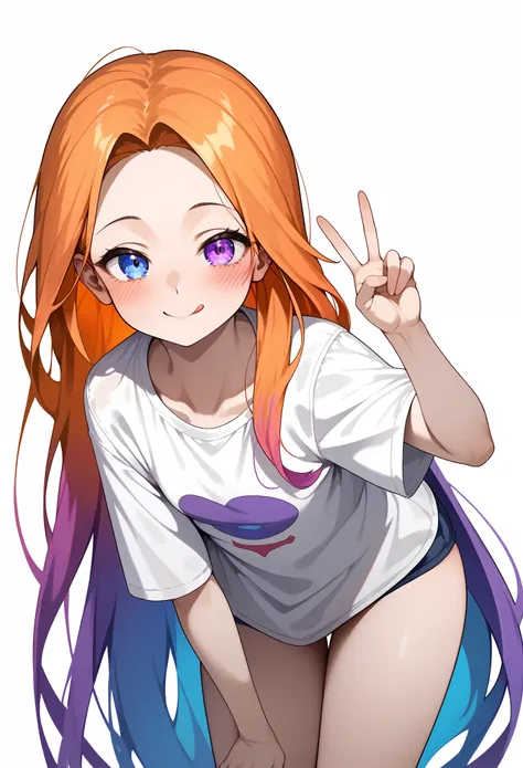 masterpiece, anime, 1girl, zoelolxl, mature, purple eyes, (blue eye), heterochromia, orange hair, multicolored hair, gradient ha...