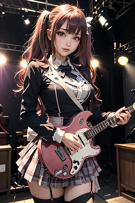 High school girl blazer、uniform、 Red Check Knee Length Skirt、 long skirt、JK Style、 jacket、smile、 knee-high socks、 thigh high socks 、 pantyhose、Superb Beauty 、Super cute、ennui、 Rare Beauty 、 twin tail hair、 Dark Dark Eye Shadow 、 sad、Skin radiance、 long hai...