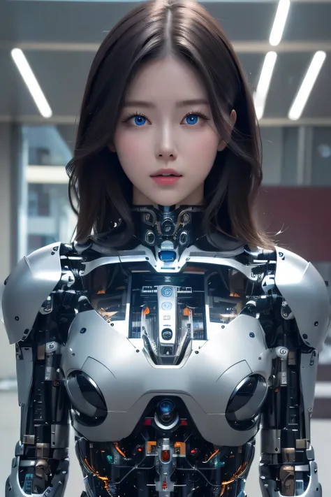 masterpiece, best quality, extremely detailed,  japaese android girl,plump , control panels,android,droid,mechanical hand, robot...