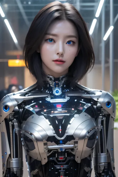 masterpiece, best quality, extremely detailed,  korean android girl,plump , control panels,android,droid,mechanical hand, robot ...