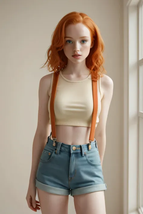 1girl in, age21, madelaine petsch, photo of perfect woman, 5'3", solo, aesthetic artwork, (irish redhead, wavy ginger hair, shou...