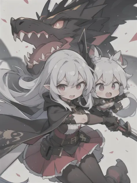  best quality, (Cute:1.1), (cute), ( high definition :1.2),  unbelievably absurd:1.3,  Extremely Detailed Illustrations
BREAK 
( face focus :1.1),  dark frame dragon girl , Alone, (Large weapons:1.4), ( Fighting:1.2),  dynamic angle ,  Not interesting ,  o...