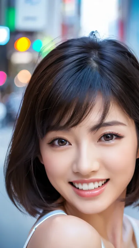  highest resolution, 4K, masterpiece: 1.3), Japanese Mature,  sexy: 1.1,  beautiful eyes,  slender figure,  Realistic teeth,  double eyelid , whole body,  best quality,   Details, In the city