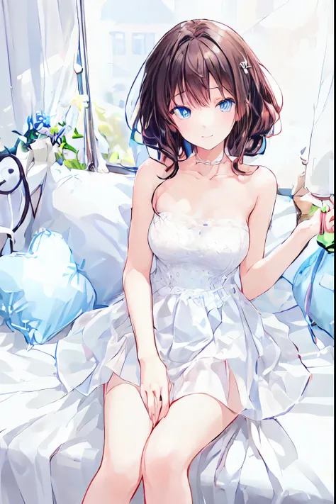  please redeem ， every detail of a beautiful face，cute， dark brown eyes，(背の低いcute女の子，Young student，Young and delicate girl）,（masterpiece， please redeem )， black hair， sleepy look after intercourse，Checkered black skirt， brown hair， shortcut ，messy hair ，  ...