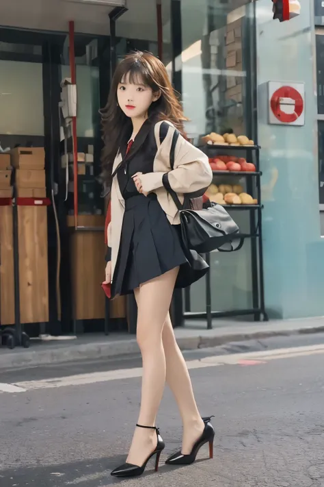 elementary school girl ,wear pointed stiletto high heels