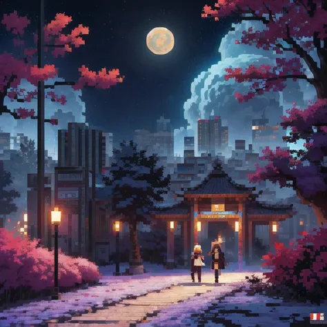 ((紫粉 City : 1.5)), (masterpiece), ( is the best quality: 1.0), ( Ultra High Resolution : 1.0), Detailed illustrations, Detailed Scenery , vibrant colors 紫粉 walking through the city, 8 K, night, Moon Clouds , ((magic, beautiful , Trees: 1.4 )), (( is the be...