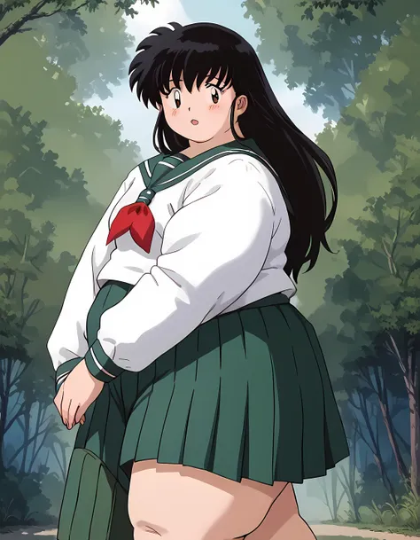 score_9, score_8_up, score_7_up, source_anime,
kagomehigurashi, kagome higurashi, long hair, black hair, retro artstyle, brown e...