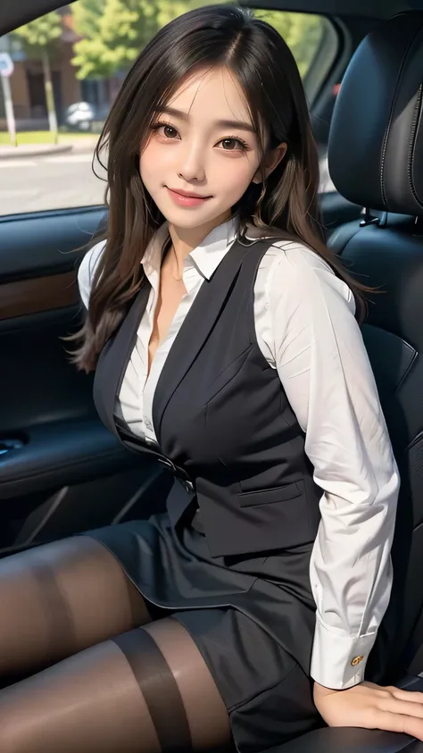 ((( best quality))), ((masterpiece)), (  details), ((alone)), ((((( office lady , white shirt,black vest, black tight skirt , bl...