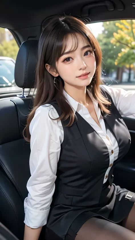 ((( best quality))), ((masterpiece)), (  details), ((alone)), ((((( office lady , white shirt,black vest, black tight skirt , bl...