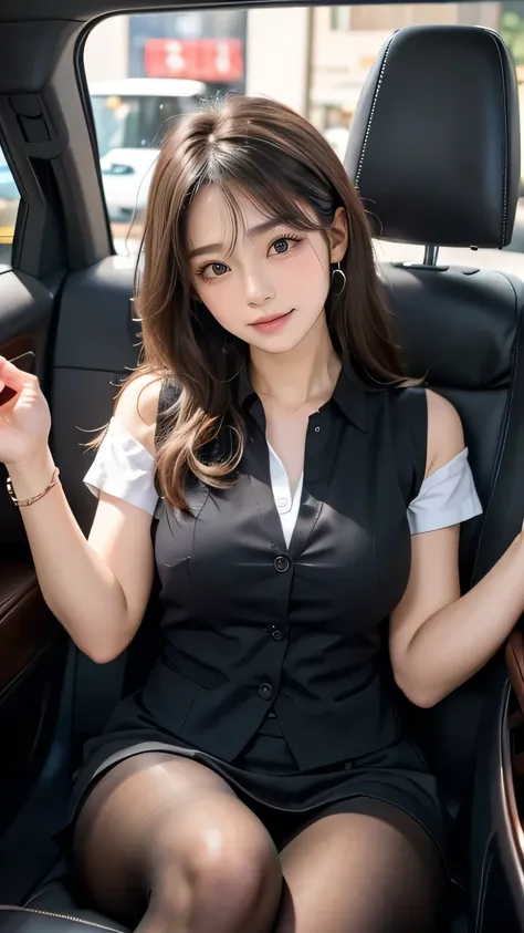 ((( best quality))), ((masterpiece)), (  details), ((alone)), ((((( office lady , white shirt,black vest,no skirt, black pantyho...