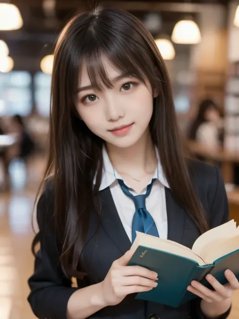 8k、  best quality、Ultra Wide Angle Monofocal Lens  、(Representative Works:1.2)、( Genuine)、( Genuine:1.37)、One of the high school students、  reading a book、Thin eyebrows、  Libraries  、 high definition 、( High School Uniform )、  perfect body 、 Gravure Photo ...