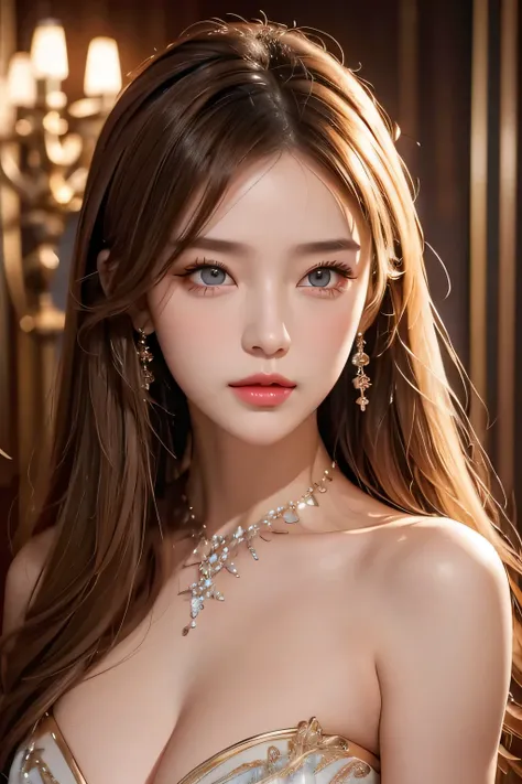 Super premium graphics，8K HD CG works，high quality graphics，High-definition and exquisite CG works，Ultra-fine details：1.1，Realistic photo effects，Interior lighting effects：1.5，natural soft light：1.5,（Virtual light effects：1.8），shining dress，sliver long hai...