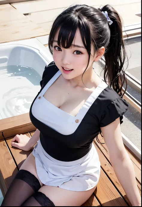 (Highest quality,masterpiece:1.3,Ultra-high resolution),(Very detailed、Caustics) (Realistic:1.4, RAW shooting、)Ultra-Realistic Capture、Very detailed、Natural skin texture、masterpiece、( Japanese elementary school girl wearing a white apron that is wet and tr...