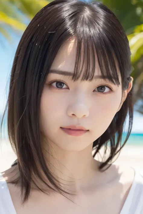 masterpiece、 for a woman with bristles, ultra high resolution、8k,photograph、 1 girl, ( big breasts:1.0), bright , Blurry Background , ( asymmetrical bangs、 EXTRA LONG WAVY HAIR :1.5), (Floating Hair:1.0)、(She is wearing a micro bikini、The micro bikini...