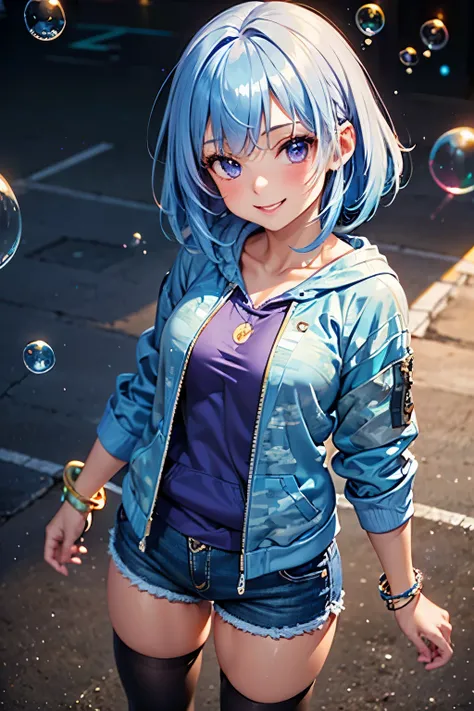 best quality, (masterpiece:1.3), absurdres, highres,16k, ultra high res, official art, illustration, extremely detailed, 1girl, solo, 20yo, 
delicate lines tailed face, (medium hair:1.9), (side swept bangs:1.7) 
(beautiful (aquamarine blue) hair:1.2), (shi...