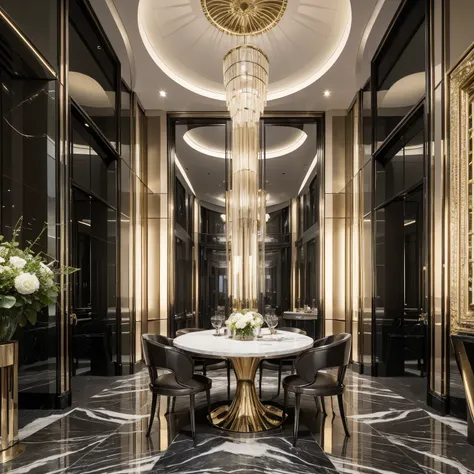 MARBLE TOWERS, "Art Deco style . geometric shapes, bold colors, luxurious, elegant, decorative, symmetrical, ornate, detailed"