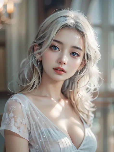 ( best quality, masterpiece),  spotted sunlight, indoor, 1 Transcendental Beauty, (It gives me goosebumps:0.7), Facial beauty, ( eyeliner , lipstick:0.9), 4K, 8k, 超 high definition ,  high definition , detailed background, background,Realistic Face、 Realis...