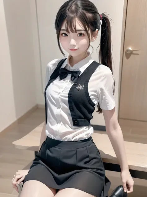 absurdres, absolutely resolution, incredibly absurdres, highres, ultra detailed, official art, unity 8k wallpaper,
BREAK
1 girl, soro, twintails, bow, cardigan vest, short sleeve shirt, plaid skirt, over black legwear, loafers, smile, Sexual girl, seducing...