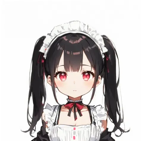 穿着白色连衣裙的黑头发和红眼睛的Anime Girl, anime girl in a maid costume, Anime cute style,  cute girl anime vision , Gu Weiss, maid outfit, Change, , small Change girl, Anime Girl, Anime Grandma, anime cat girl in a maid costume, maid, gorgeous maid