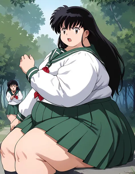 score_9, score_8_up, score_7_up, source_anime,
kagomehigurashi, kagome higurashi, long hair, black hair, retro artstyle, brown eyes, angry, shouting, open mouth,
skirt, shirt, long sleeves, school uniform, white shirt, pleated skirt, serafuku, sailor colla...