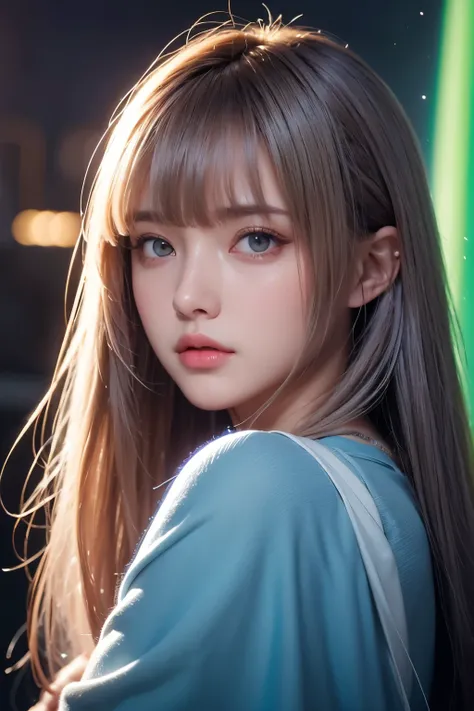  True Face Jedi Knight: Long Bangs Between Eyes Obstruct View 、 Cheek Gloss Highlighter 、 Sexy, Very Beautiful, Adorable, and Cute Gorgeous Face 、The most beautiful face in the world、 aurora &#39;s Super Long and Gorgeous Hair、 straight, smooth hair、Huge, ...