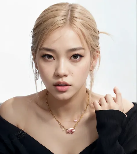 Un primer plano de una mujer con un top negro y un collar, Retrato de Jossi de Blackpink, Parque Roseanne de Blackpink, Jossi de Blackpink, portrait of female Korean idol, Retrato de Kpop Idol, Lalisa Manoban de Blackpink, Retrato Jisoo Blackpink, JIA, Lal...