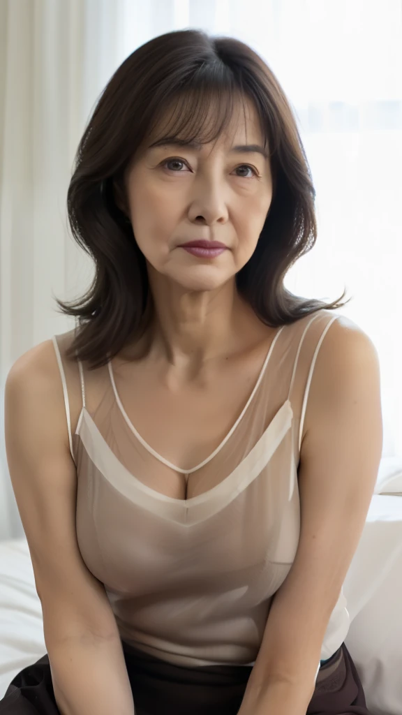   High image quality,   High image quality,     attention to detail , masterpiece,(An aging body),   Anatomically Accurate  , sharp, (( Japanese)),(80 years old:1.5),(( Wrinkles on the outer corner of the eye)), white skin, Dark brown hair ,(Long Hair), ba...