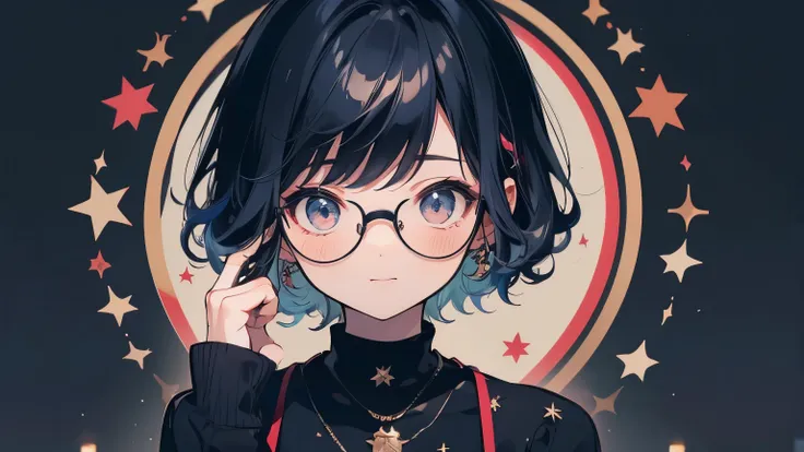 (( Best Quality )), ((masterpiece)), ( Details), wallpaper、 Very Details、((( Very Detailsな目と顔)))、masterpiece、Best Quality、  open your mouth and laugh、  very smiling、 To Details、 Movement angle 、、smile、whole body、 face the audience with glasses in their han...