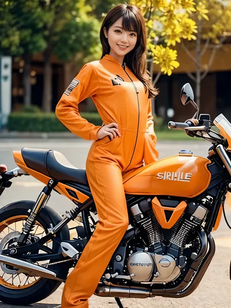 (Realistic:1.5), 8k, Ultra-delicate beauty, (Sunny day:1.5), Intricate motorcycle details  ( best quality: 1.0), ( super sharpness : 1.0),（ Depiction of Beautiful Delicate Eyes ）,((( beautiful woman riding motorcycle ))), Unreal Engine :1.4,photoRealistic:...