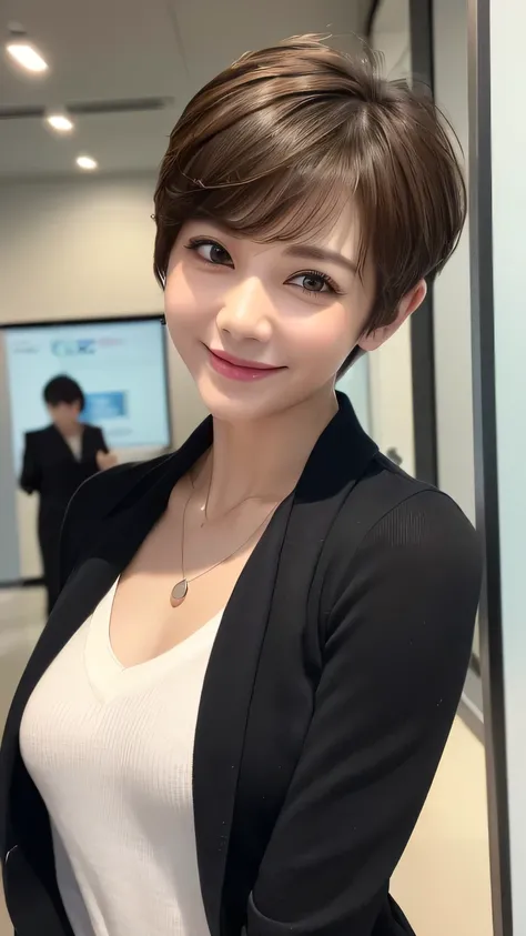 ((   best quality, 8k,    photorealistic look  :1.3、delicate、  Details:1.3、 Ultra-fine、masterpiece: 1.3))、（(Slender body型、Slender body:1.3)）、((( Stylish, Graceful, Beautiful Woman 、 Career Woman in Her 40s )))、((Beautiful Makeup、Vivid Shiny Lips  )),(((Sag...