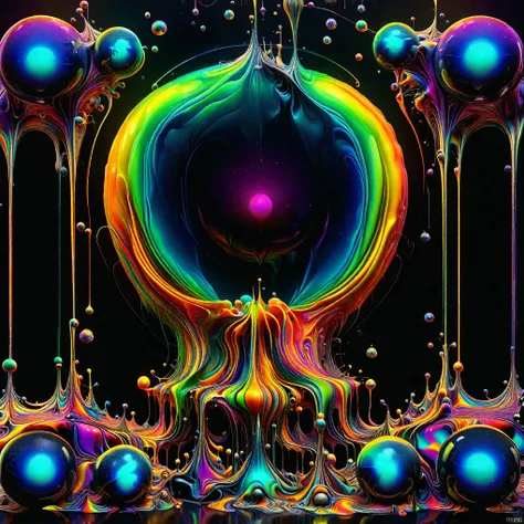 a psychedelic dream, vibrant colors shimmering, glass morphing from colors, intricate rainbow patterns, perfectly formed symmetr...