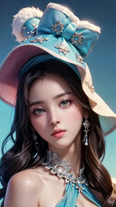 (masterpiece), ( top notch ), ( high quality detail ), (illustration), (1 woman),  are watching viewers, (Interview),  beautiful detailed eyes ,  delicate and beautiful face , Floating , (Highly saturated ), (shining),  blue sky, Bright and beautiful face,...