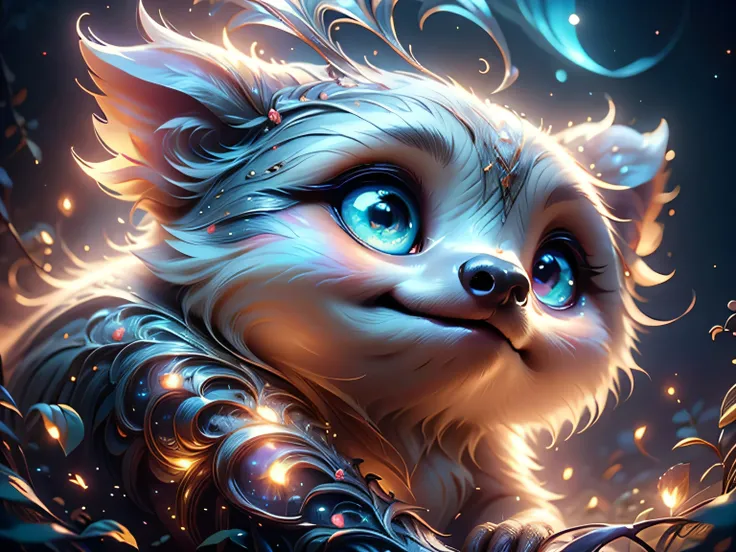 Magical Fantasy Creature, (Best Quality, Masterpiece, Representative Work, Official Art, Professional, Super Detailed, 8k:1.3), (Photorealism:1.2) Super Cute, Big Eyes, Soft, Soft Nose, Fluffy, Two-Toothed Smile, Sloth in Natural Background, Realistic, Bea...