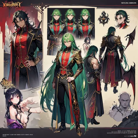 (Masterpiece, best quality), detailed, 1 man, ((character concept art)), ((character design sheet, same character, front, side, back)), full body, body complete, 1 Male demon, 1 Man demon, Detailed face, character design sheet，full bodyesbian, Highly detai...