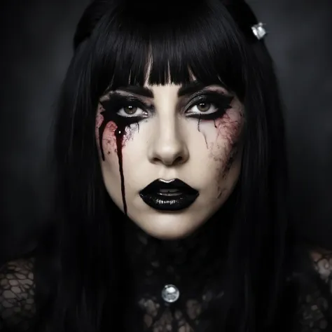 arafed lady gaga with black makeup and blood dripping down her face, lady gaga artpop act ii, lady gaga artpop act ii album, por...