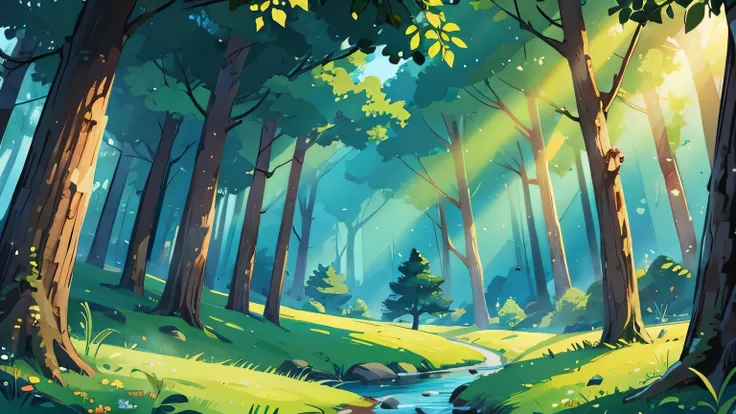 bright and refreshing forest background illustration