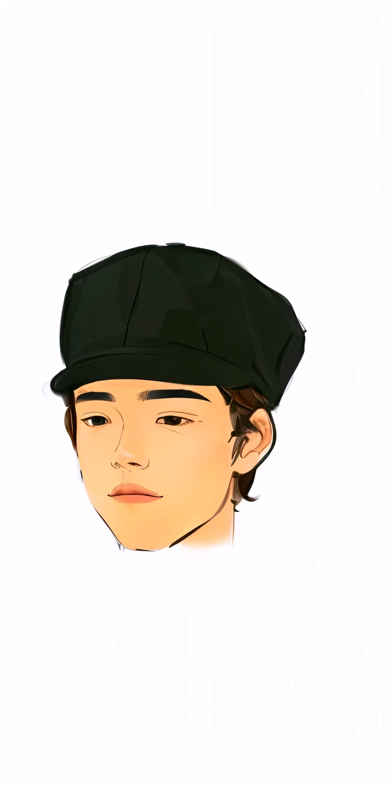 a close up of a person wearing a hat and a black shirt, he is wearing a hat, inspired by Junpei Satoh, art in the style of joshy sly, 2d portrait, digital art!!, [ digital art ]!!, drawn in microsoft paint, caracter with brown hat, took on ipad, stylized p...