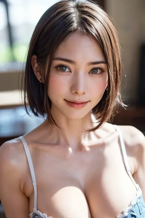 ( Software :1.8、masterpiece,  best quality ),1 person, Alone, hyper Realistic, Realistic,Realistic,  watch the audience , Light brown eyes:1.4,Brunette  short bob hair with highly detailed shiny hair, Brightly colored winter clothes, relax:1.4), Outdoor,  ...