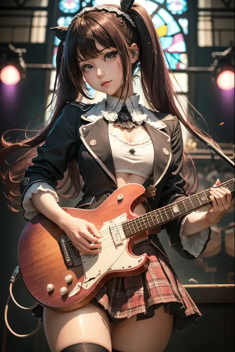 High school girl blazer、uniform、 Red Check Knee Length Skirt、 long skirt、JK Style、 jacket、smile、 knee-high socks、 thigh high socks 、 pantyhose、Superb Beauty 、Super cute、ennui、 Rare Beauty 、 twin tail hair、 Dark Dark Eye Shadow 、 sad、Skin radiance、 Long Hai...